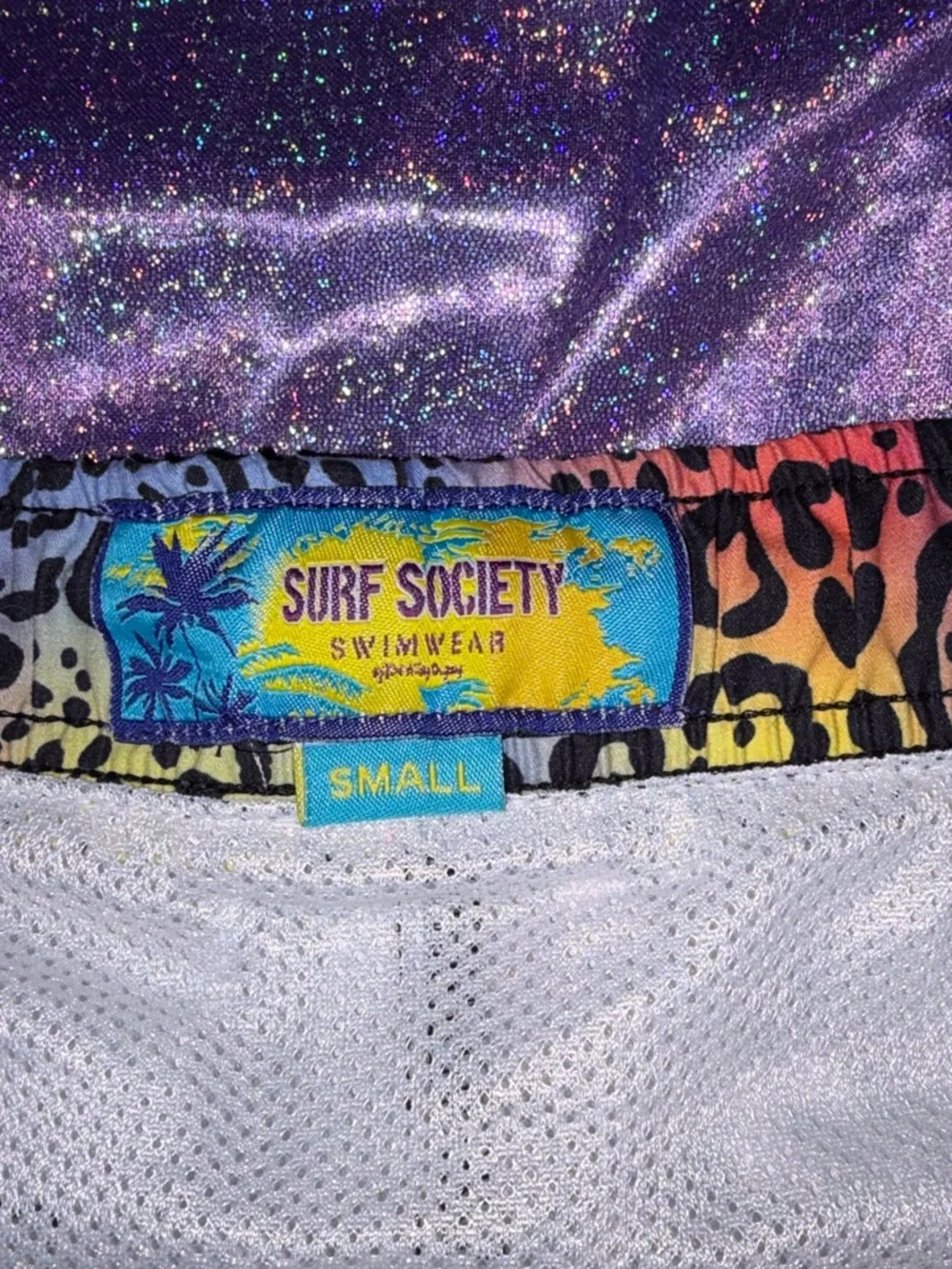 Mens Neon Animal Print Swim Trunks